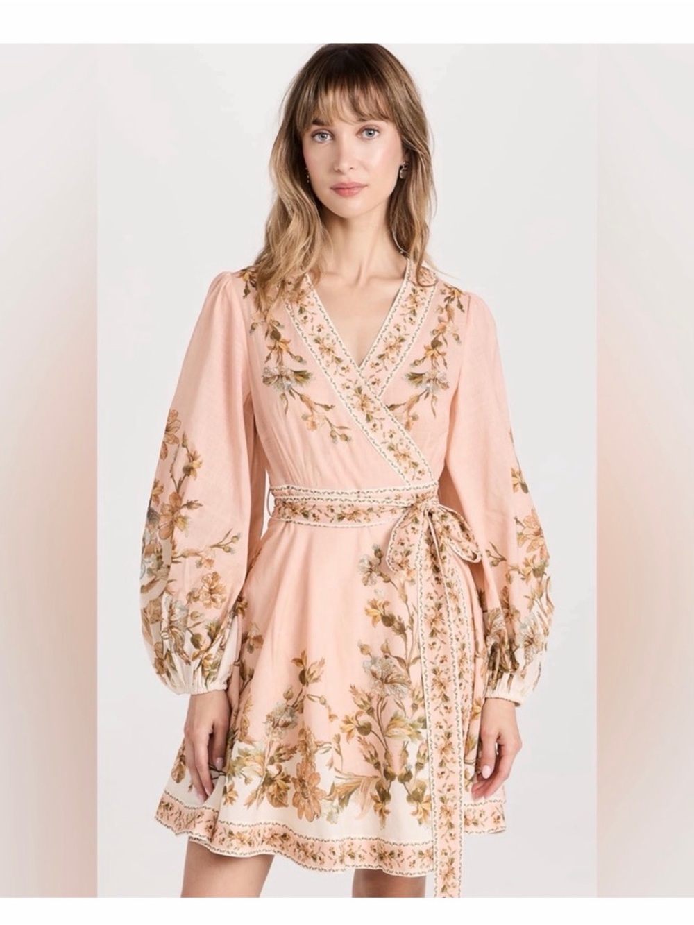 Floral Wrap Mini Dress in Blush Pink Sz 0